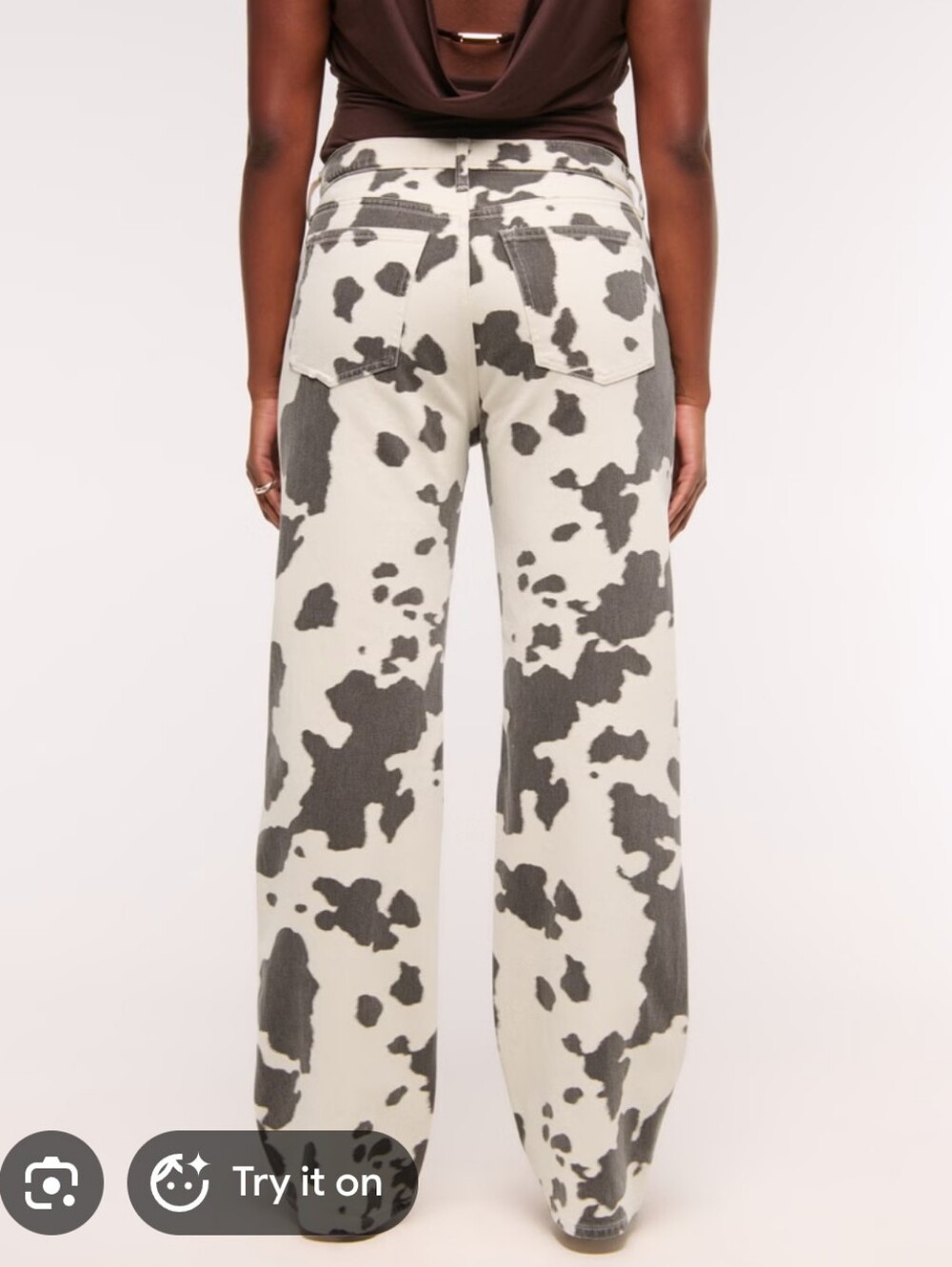 Abercrombie & Fitch Cream and Black Cow-Print Jeans